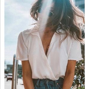 NWT! UO Natural Surplice Cropped Top Ivory